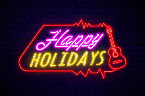 Download Happy Holiday Lettering Neon Sign Font - Holiday Collection